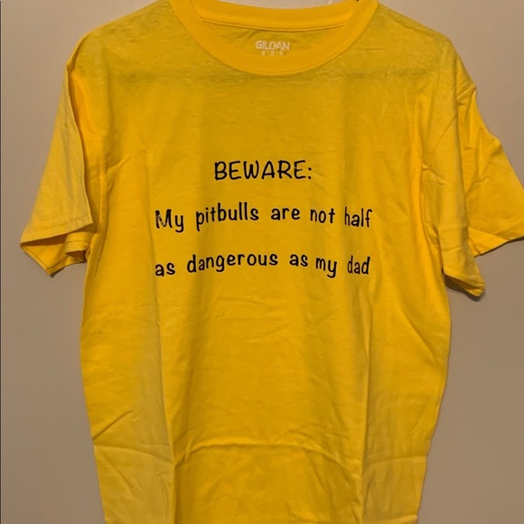 Gildan Youth XL Graphic Tee – Funny Pitbull Dad T-Shirt – Yellow - NWOT - Picture 1 of 3